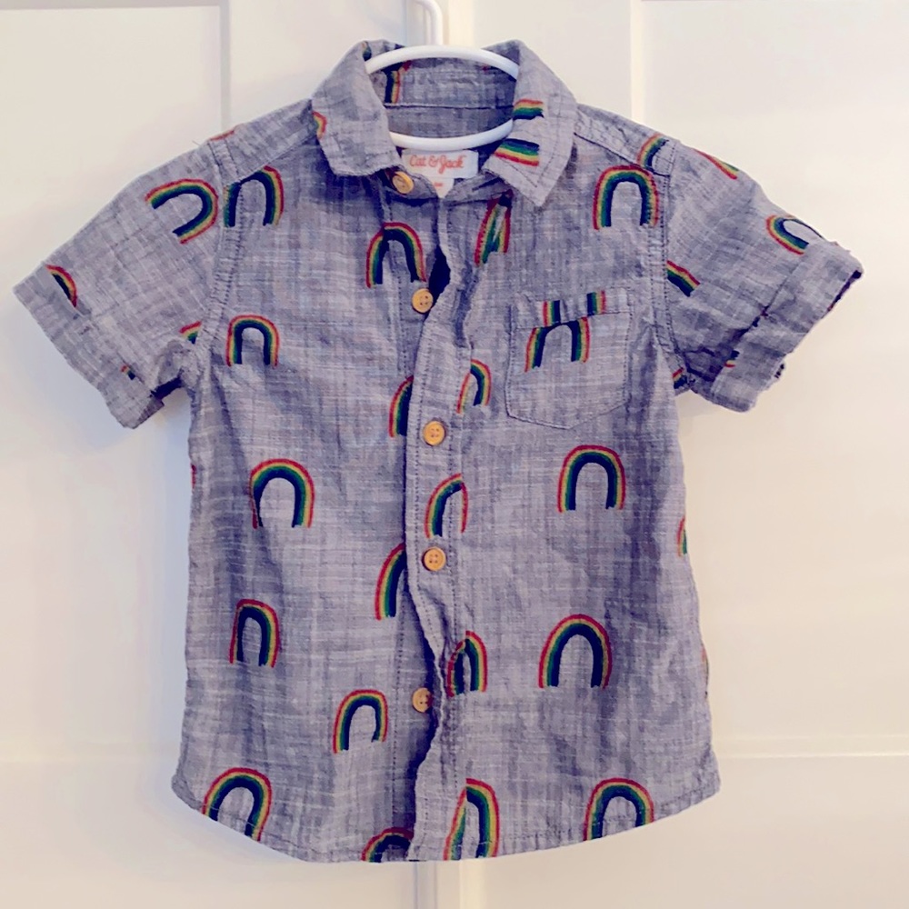 18m button down rainbow shirt
